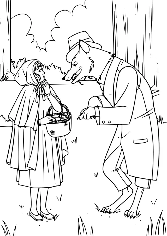 Coloriage Loup Et Le Petit Chaperon Rouge - Loup à imprimer