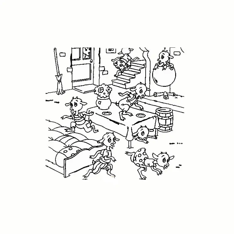 Coloriage Loup Et Les 7 Chevreaux - Animaux à imprimer