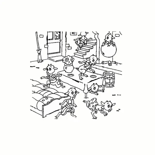 Coloriage Loup Et Les 7 Chevreaux - Loup à imprimer