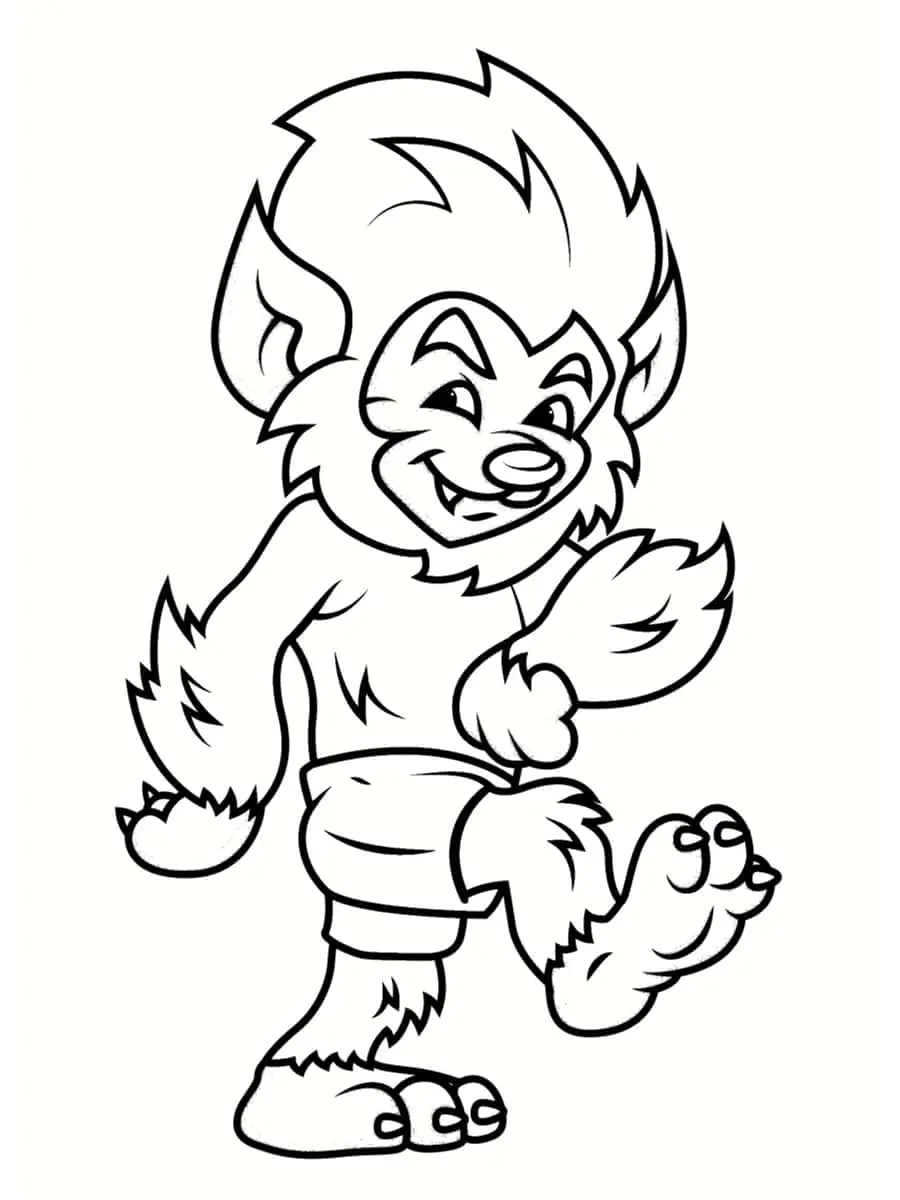 Coloriage Loup Garou Poilu Dessin Anime - Loup à imprimer