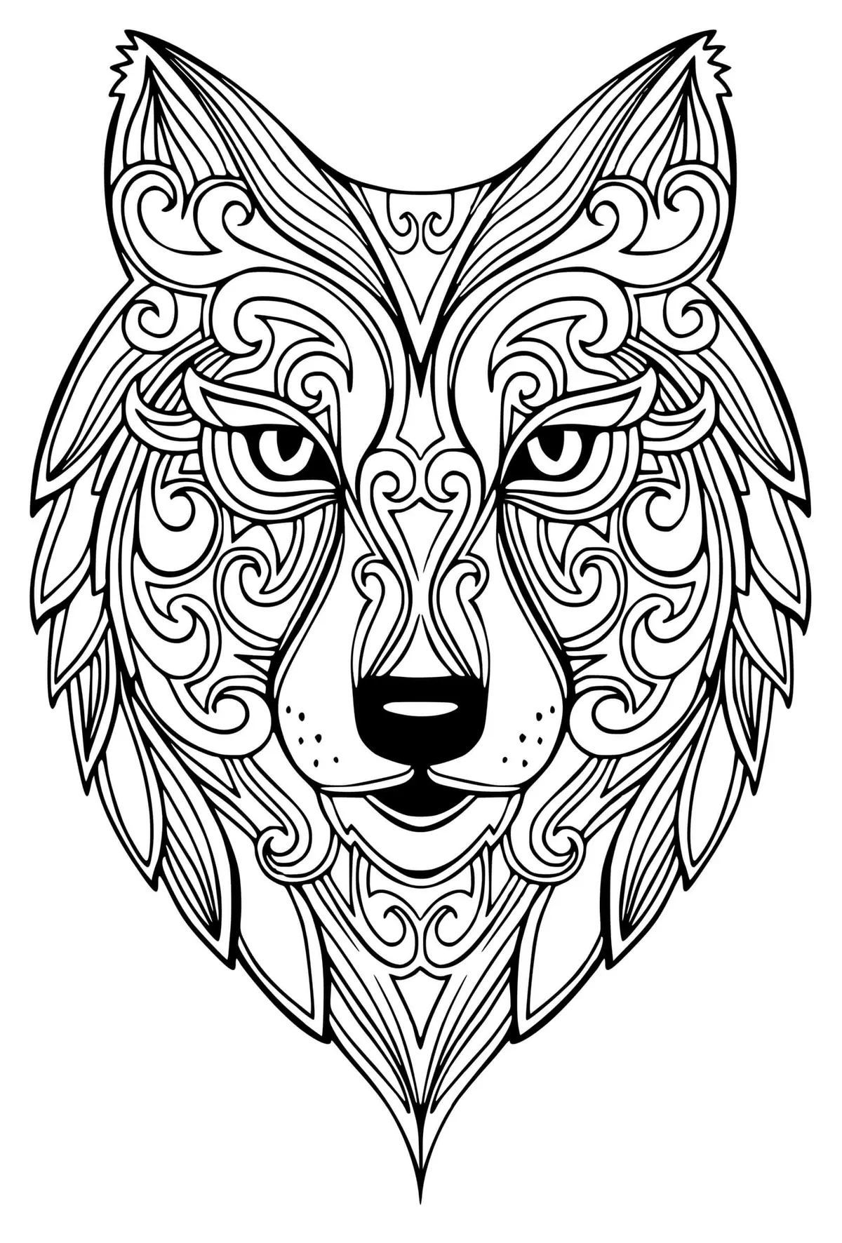 Adult Wolf Mandala coloring page to print