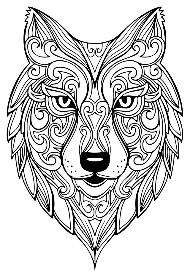 Coloriage Loup Mandala Adulte - Loup à imprimer