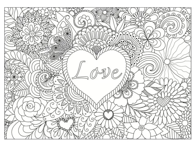 Coloriage Love Cœur Fille Ado Mandala - Fille ado à imprimer