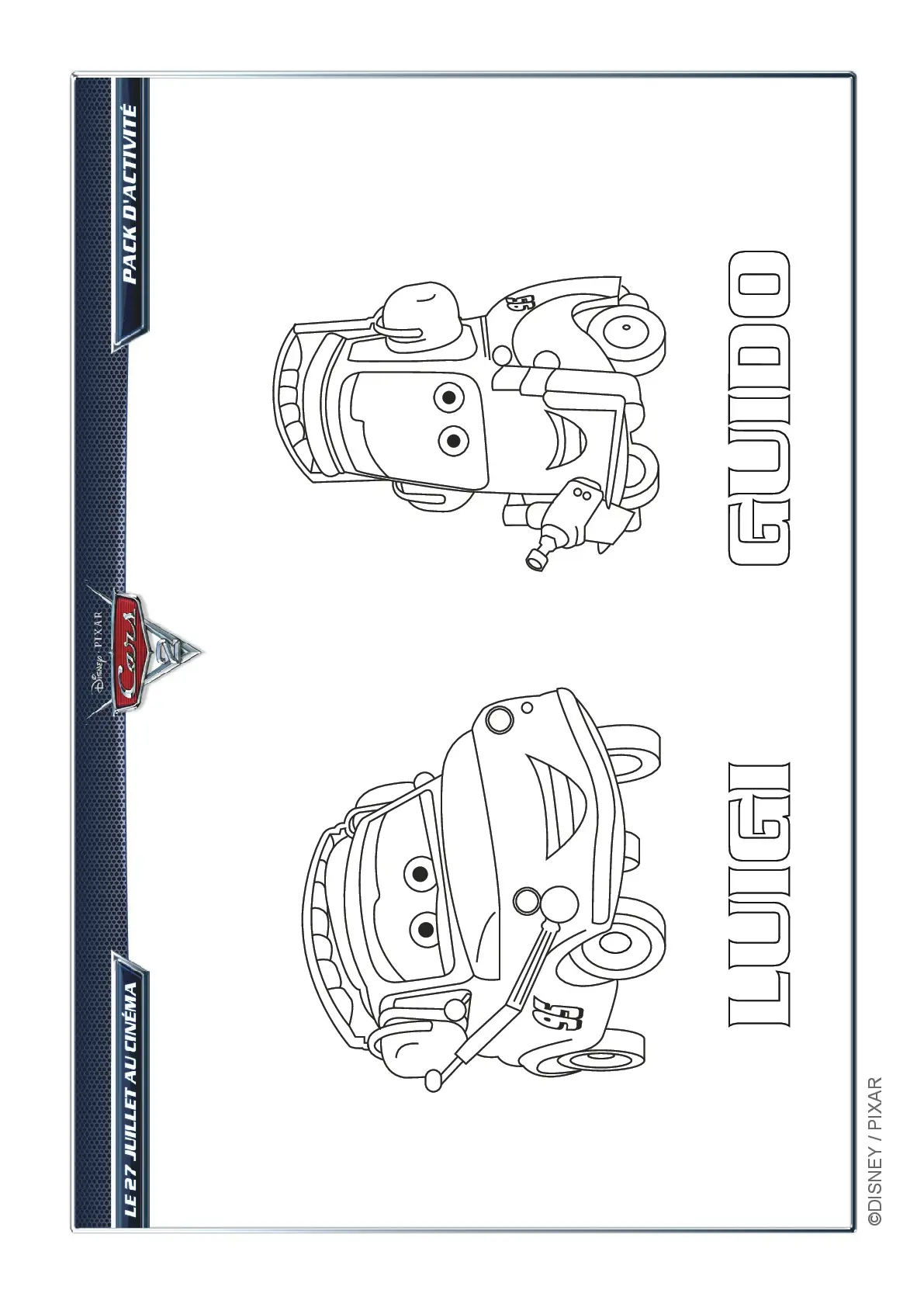 Coloriage Luigi Et Guido Avant La Course Cars Disney - Cars à imprimer