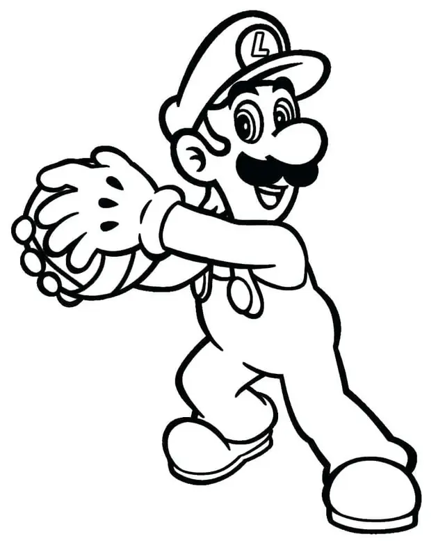 Coloriage Luigi Lance Un Ballon - Luigi à imprimer