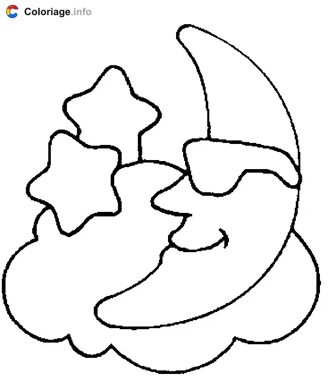 Cool Moon with Sunglasses in the Stars coloring page to print