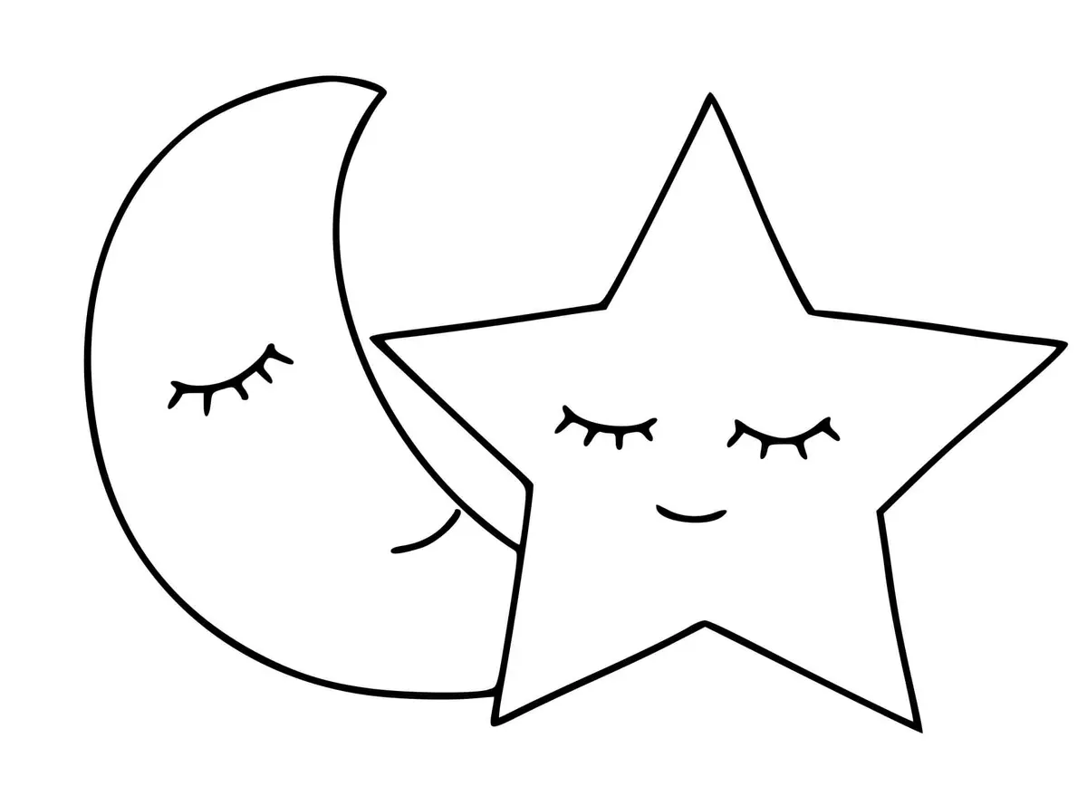 Moon and Star Go to Sleep coloring page to print
