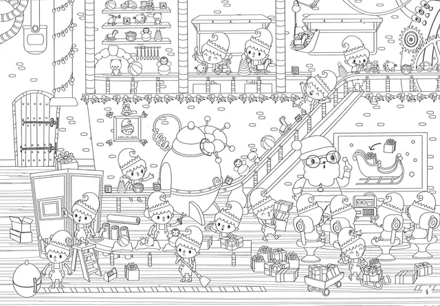 Coloriage Lutin Noël Fabrique De Jouets Noël - Noël à imprimer