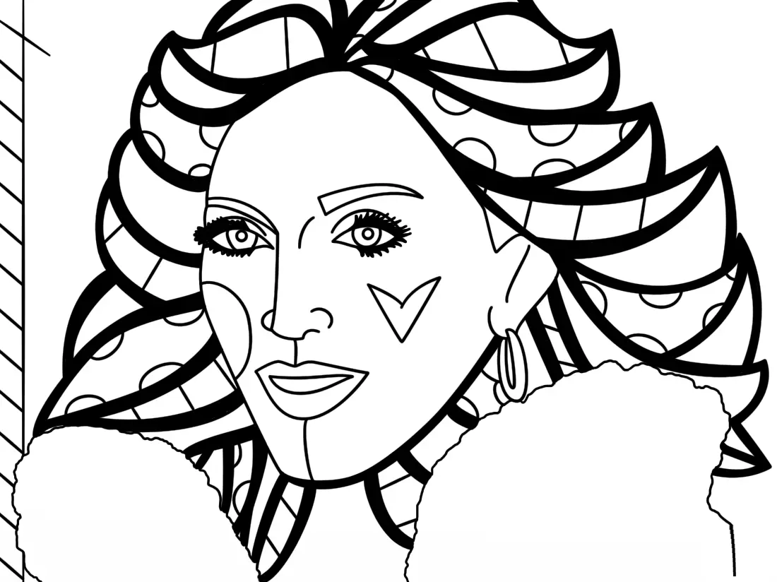 Coloriage Madonna By Romero Britto - Romero britto à imprimer
