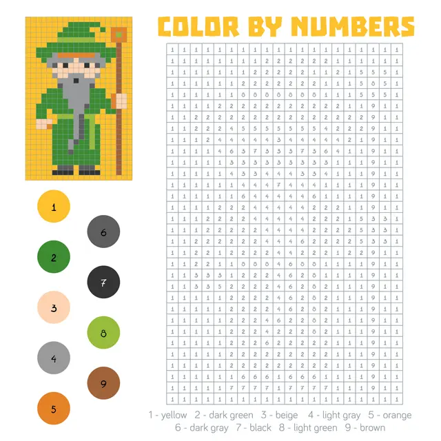 Coloriage Magicien Magique Pixel - Magique à imprimer