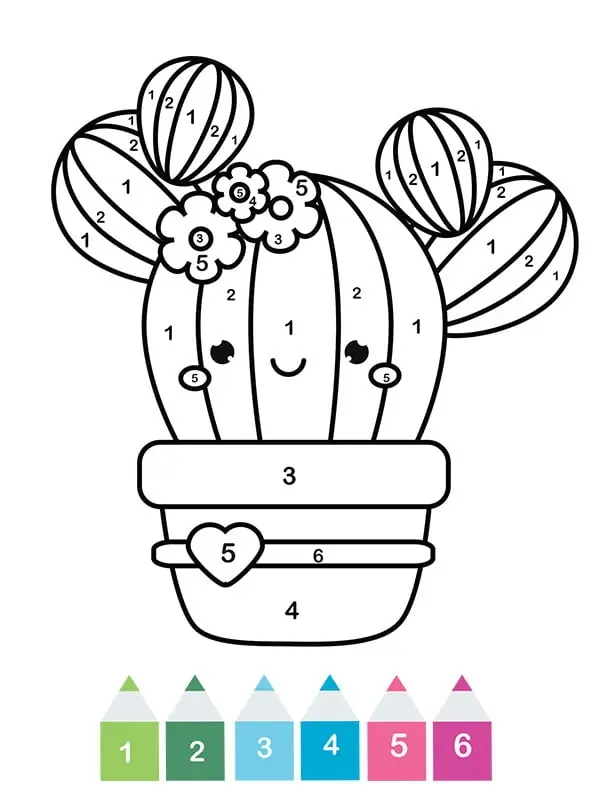 Coloriage Magique Ce1 Un Cactus Kawaii - Magique CE1 à imprimer