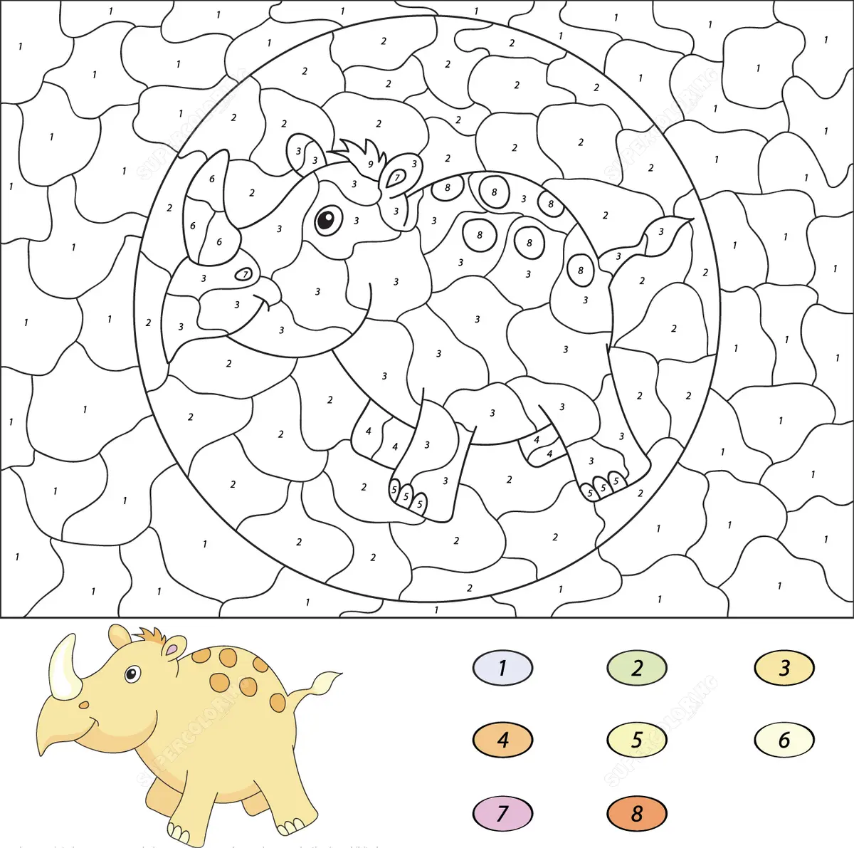 Disegno di Quadrato Magico con il Rinoceronte – Terza Elementare da stampare