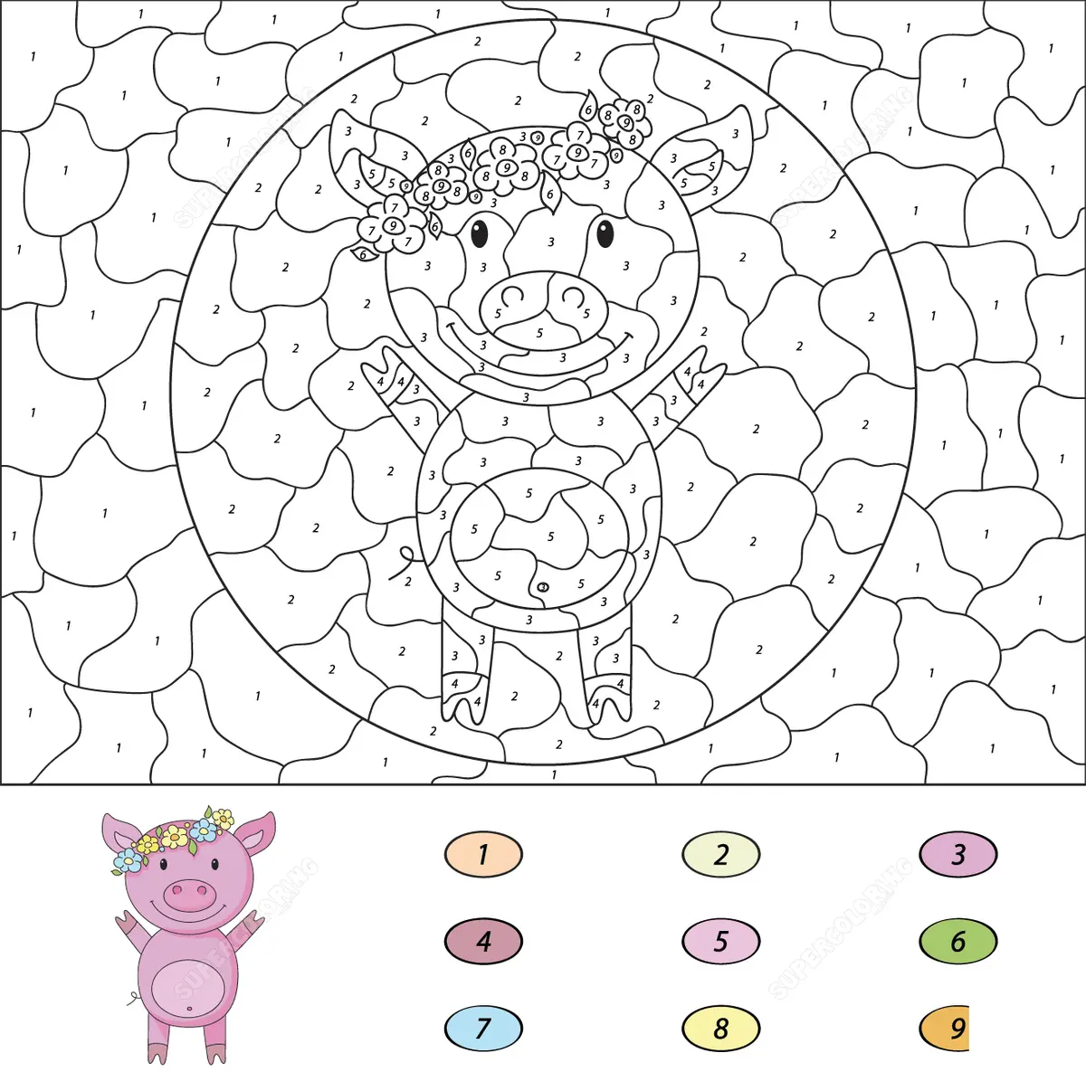 Disegno di Disegno Magico del Maiale – Animali della Fattoria per la Terza Elementare da stampare