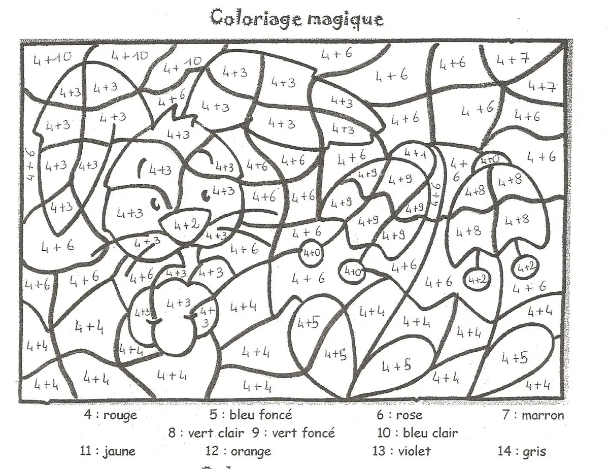 Ausmalbild Magische Addition – Ausmalbilder für die 3. Klasse zum Ausdrucken