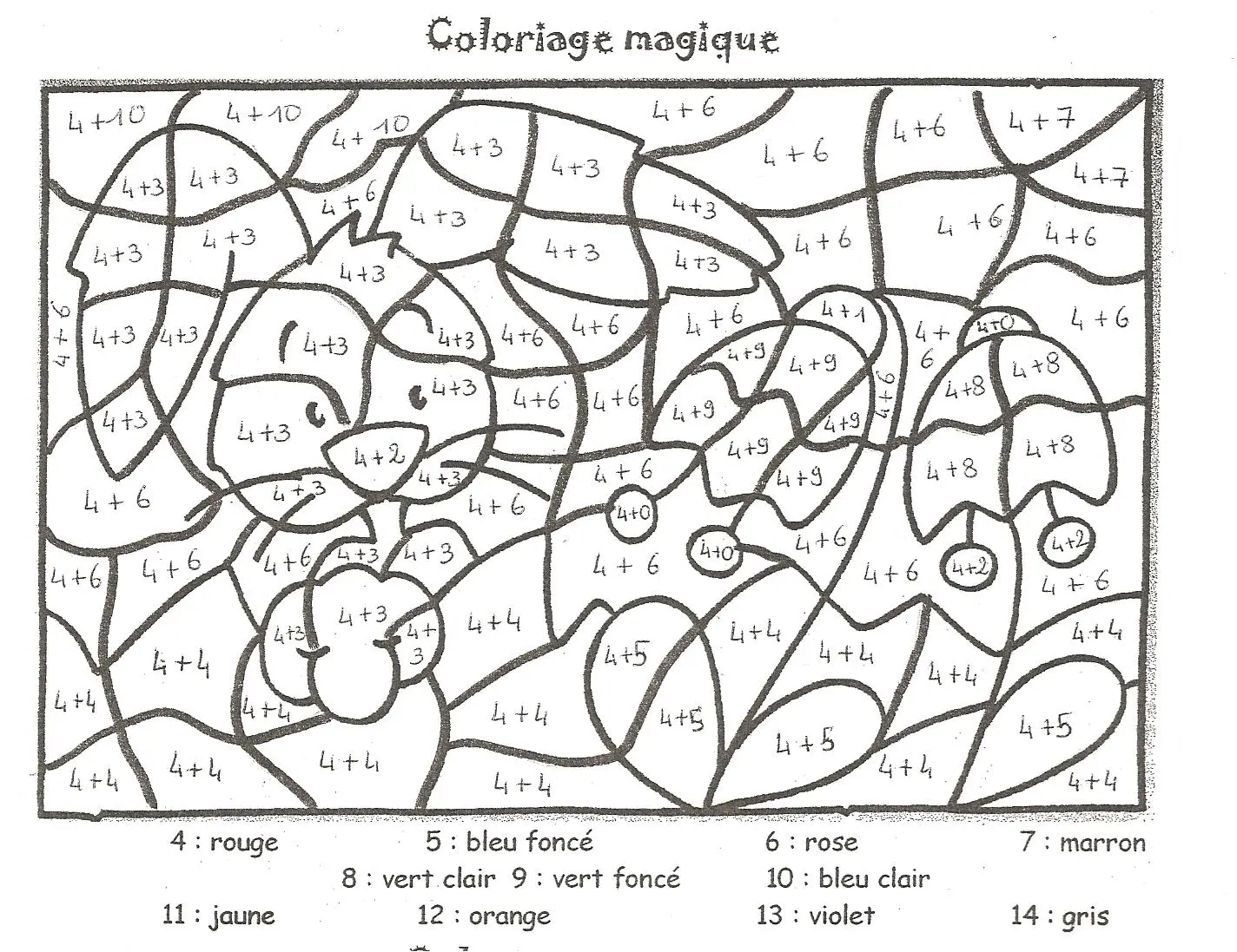 Coloriage magique addition niveau CE2 - Magique addition à imprimer