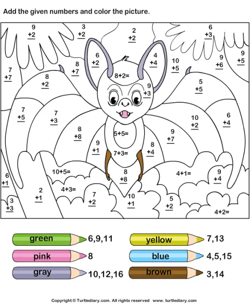 Coloriage Addition magique CE2 à révéler par coloriage - Magique addition à imprimer