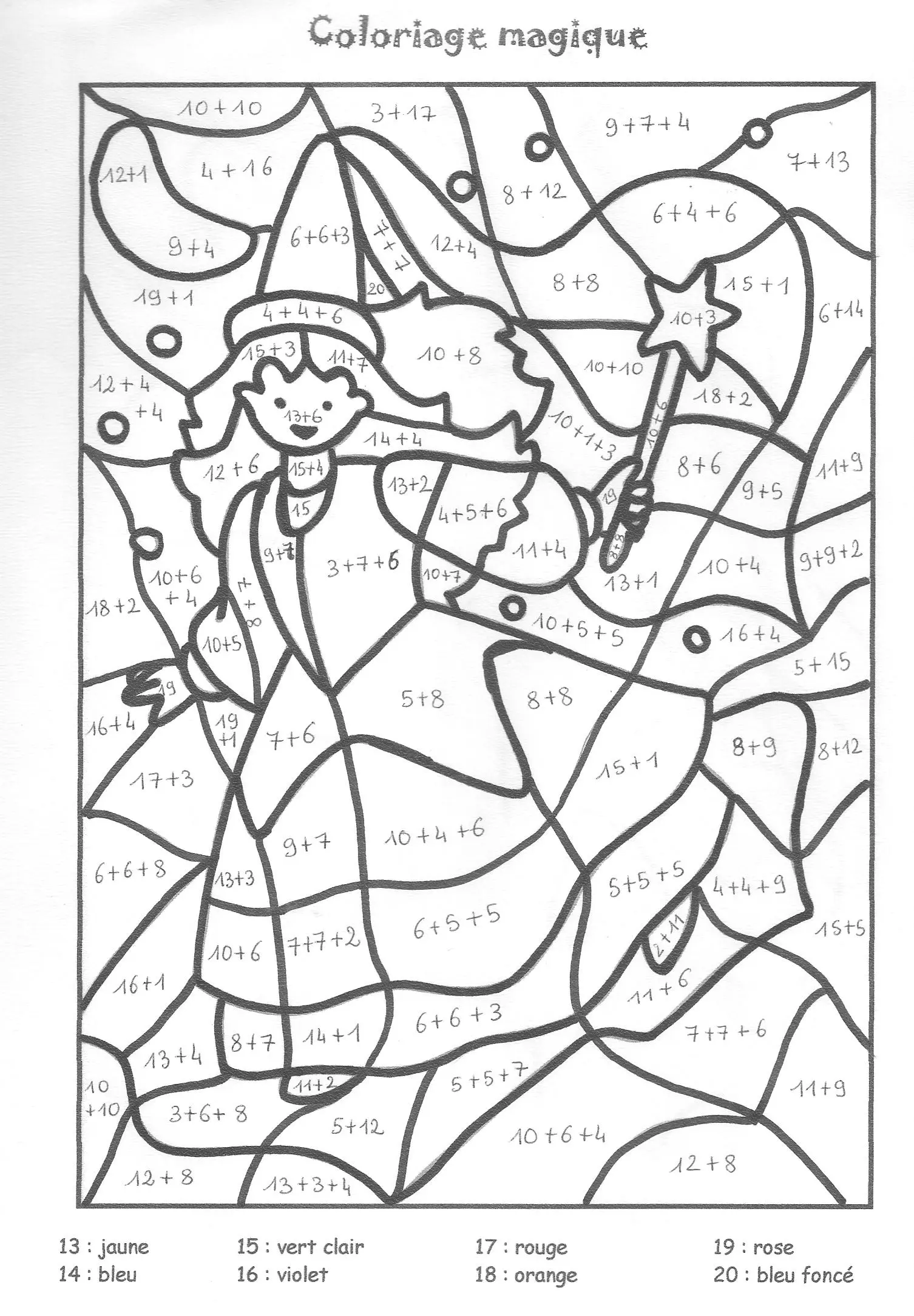 Coloriage Magique Addition CE2 Niveau 28 - Magique addition à imprimer