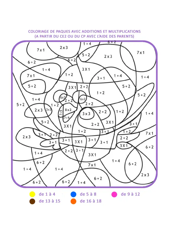 Coloriage Magique Addition CE2 Niveau 3 - Magique addition à imprimer