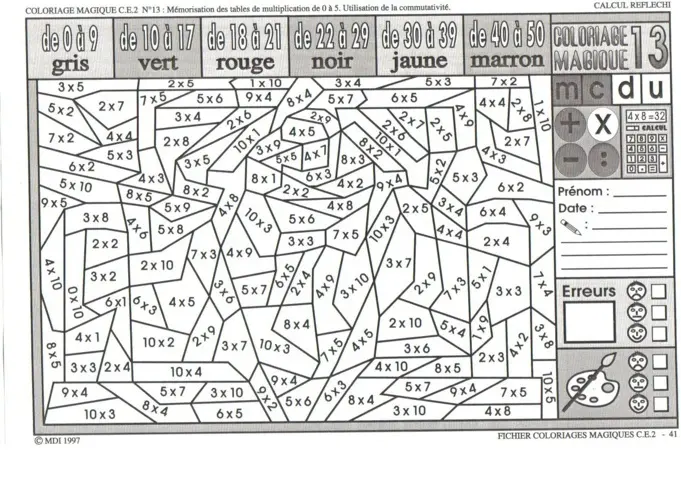 Coloriage Magique Ce2 Multiplication - Magique à imprimer