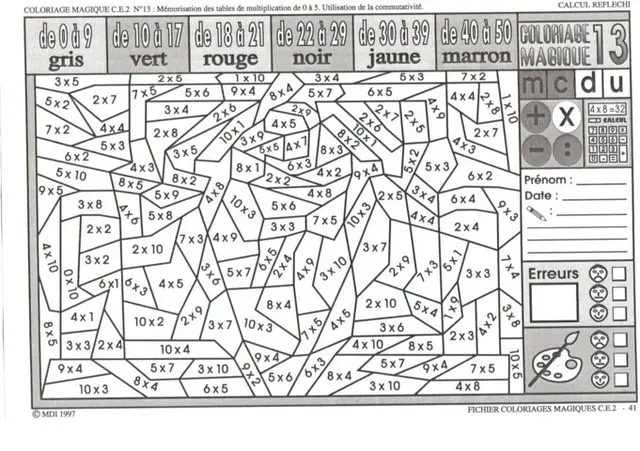 Coloriage Magique Ce2 Multiplication - Magique à imprimer