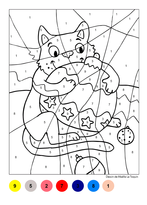 Disegno di Magico Gatto Pallina di Natale da stampare