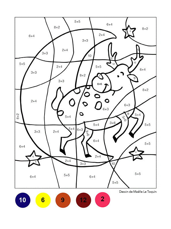 Ausmalbild Magisches Weihnachts-Rentier am Himmel zum Ausdrucken