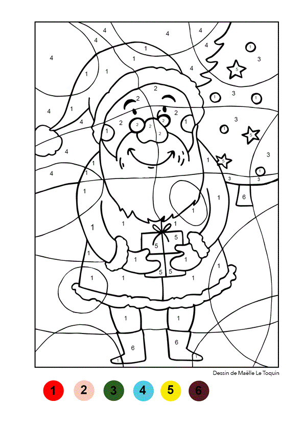 Ausmalbild Magischer Weihnachtsmann mit Geschenk zum Ausdrucken