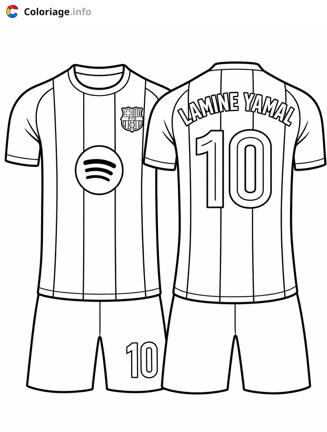 Coloriage Maillot de football Lamine Yamal FC Barcelone - Lamine Yamal à imprimer