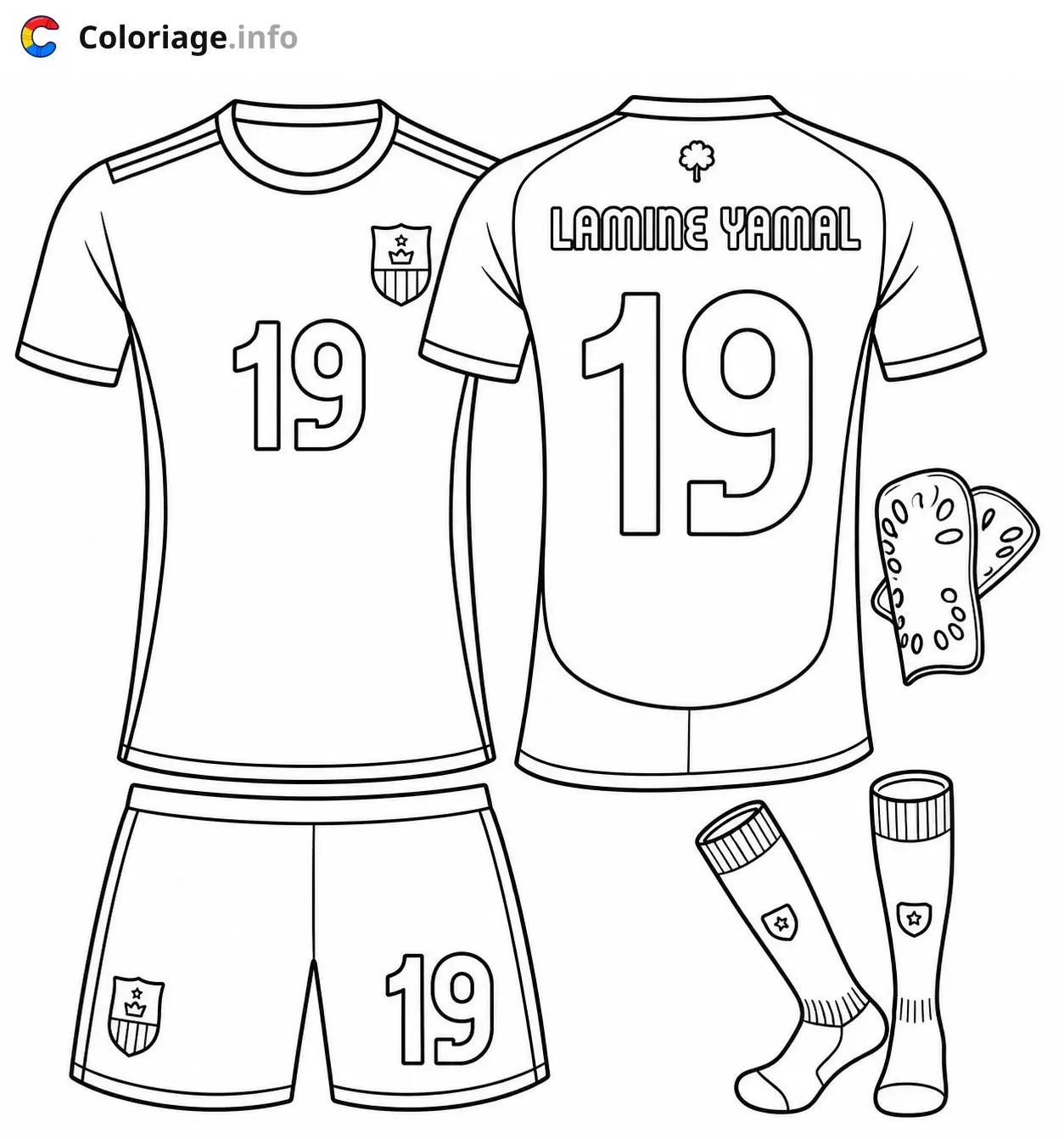 Coloriage Maillot de football Lamine Yamal - Lamine Yamal à imprimer
