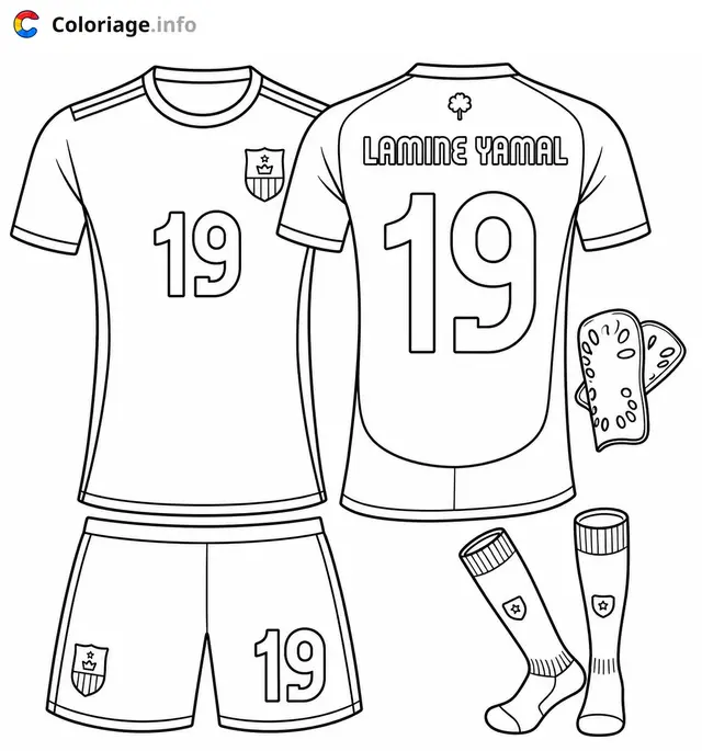 Coloriage Maillot de football Lamine Yamal - Lamine Yamal à imprimer