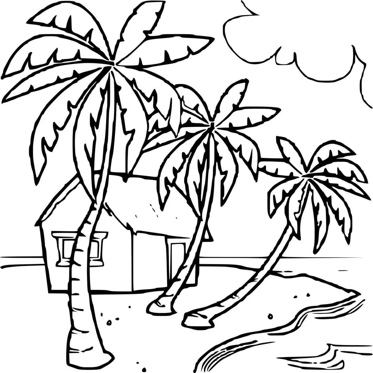 Disegno di Casa al mare sulla spiaggia da stampare