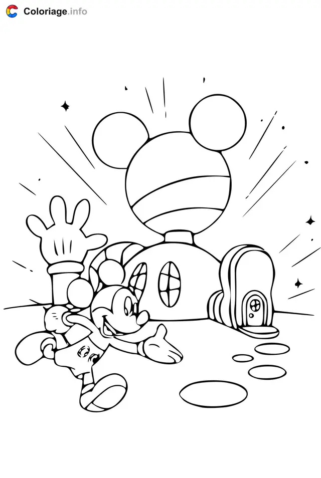 Coloriage Maison de Mickey - Maison à imprimer