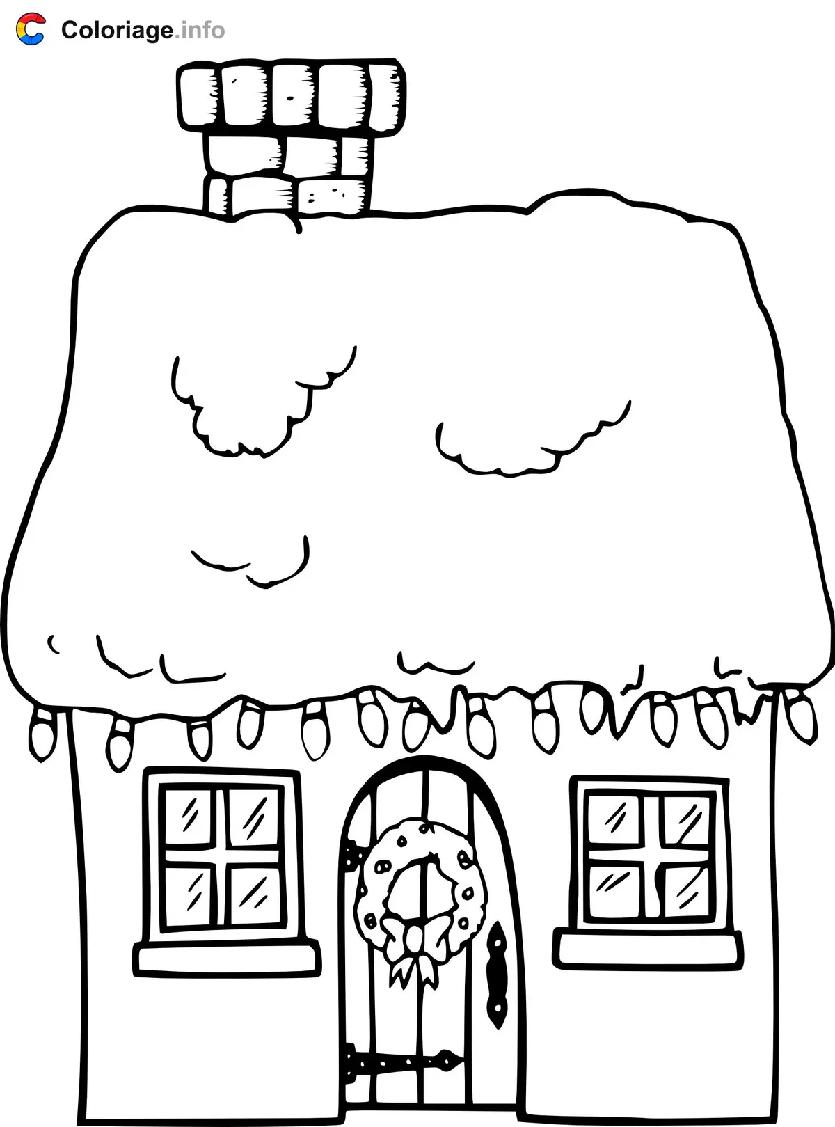 Disegno di Casa di Natale con la neve da stampare