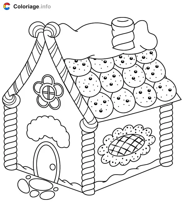 Gingerbread House coloring page to print
