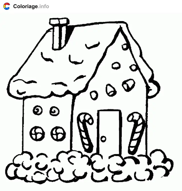 Coloriage Maison enneigée - Maison à imprimer
