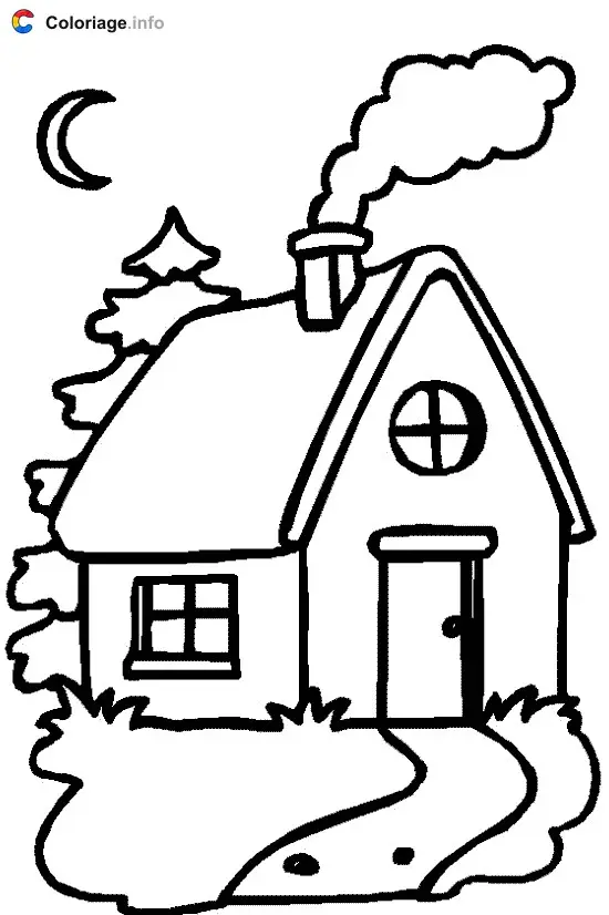 Disegno di Casa di notte da stampare