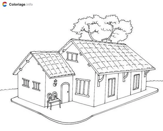 Disegno di Casa moderna con albero da stampare