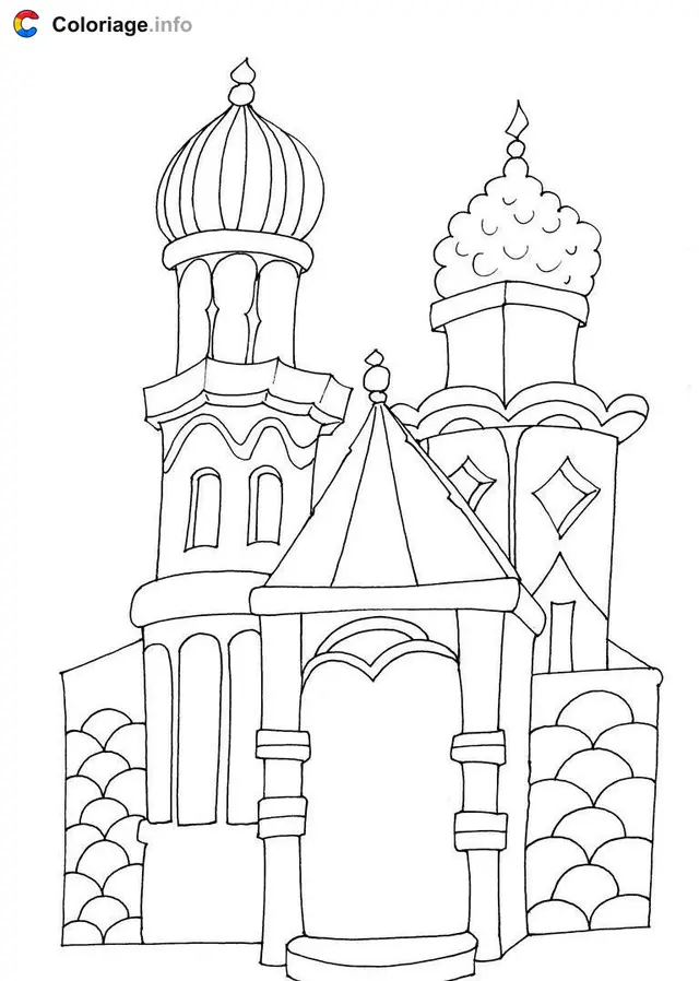 Coloriage Maison style indien Moyen-Orient - Maison à imprimer