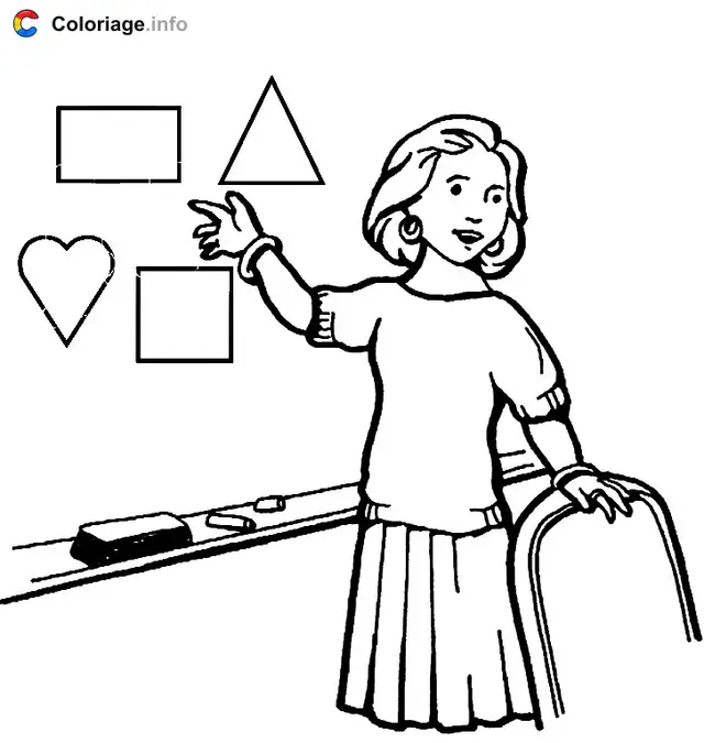 Coloriage Maîtresse - Métiers & Vie quotidienne à imprimer