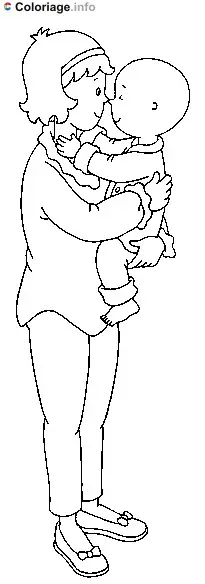 Caillou's Mom with Baby coloring page to print