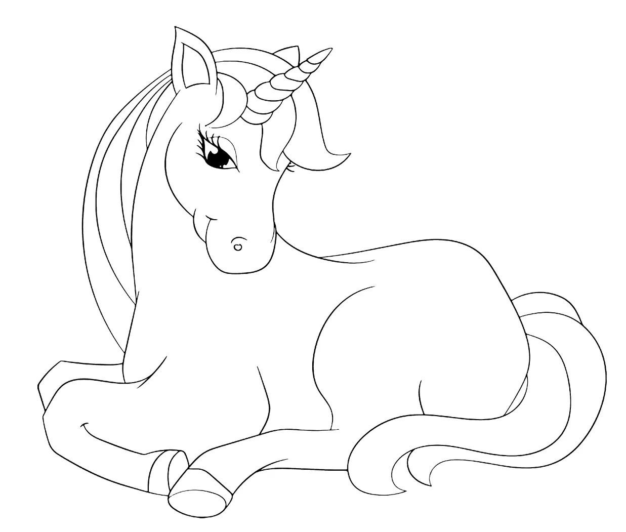 Coloriage Maman Licorne Se Repose Avec Le Sourire - Licorne à imprimer