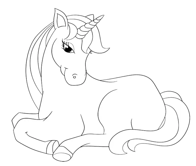 Coloriage Maman Licorne Se Repose Avec Le Sourire - Licorne à imprimer