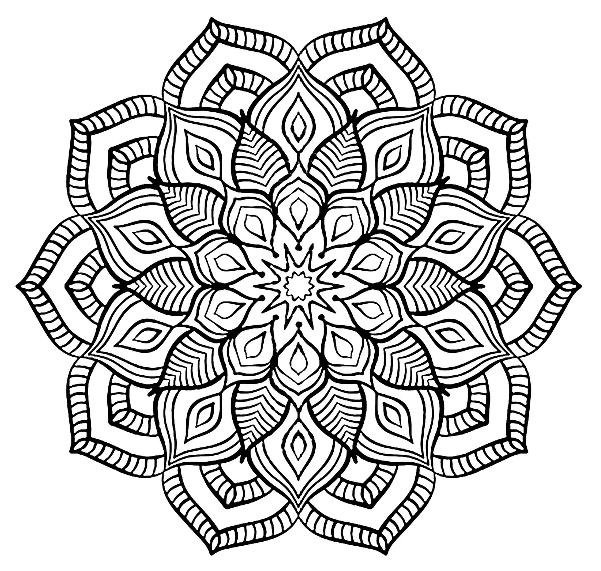 Adult Relaxation Flower Mandala coloring page to print