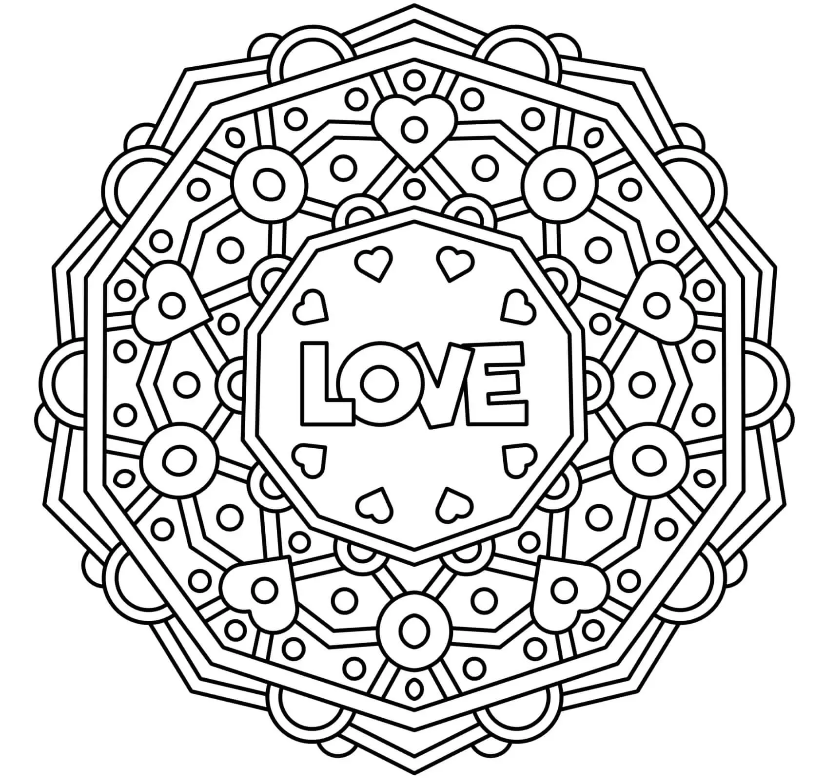 Coloriage Mandala Amour Cœur St Valentin Adulte - Saint-Valentin à imprimer