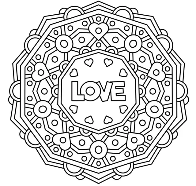 Coloriage Mandala Amour Cœur St Valentin Adulte - Saint-Valentin à imprimer