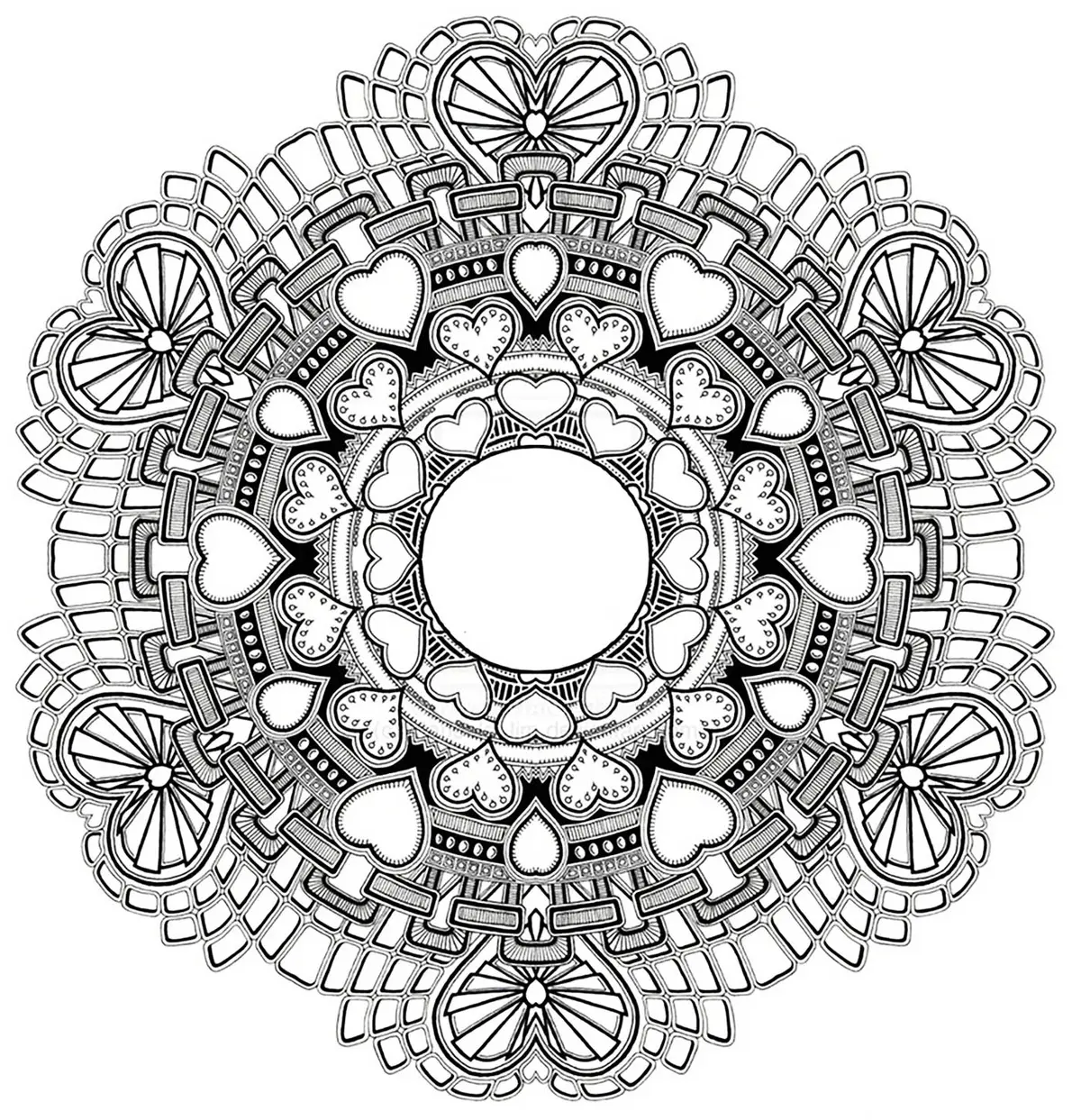 Ausmalbild Mandala Liebe Valentinstag zum Ausdrucken