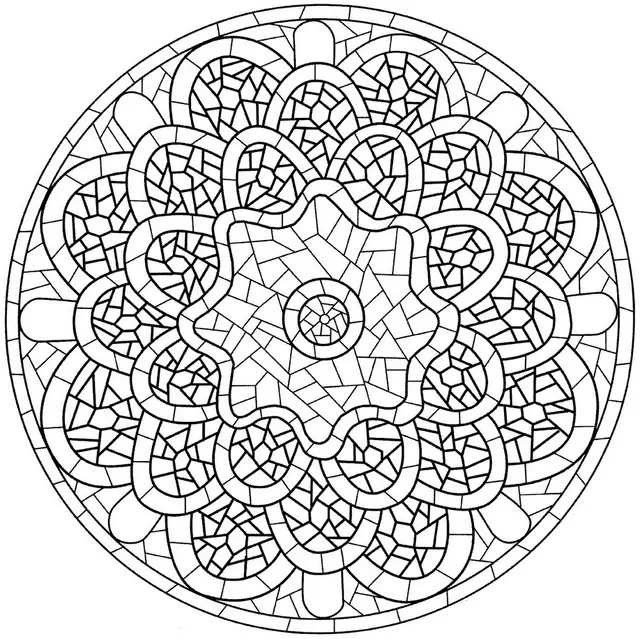 Coloriage Mandala Avec Pattern Mosaique - Mandala à imprimer