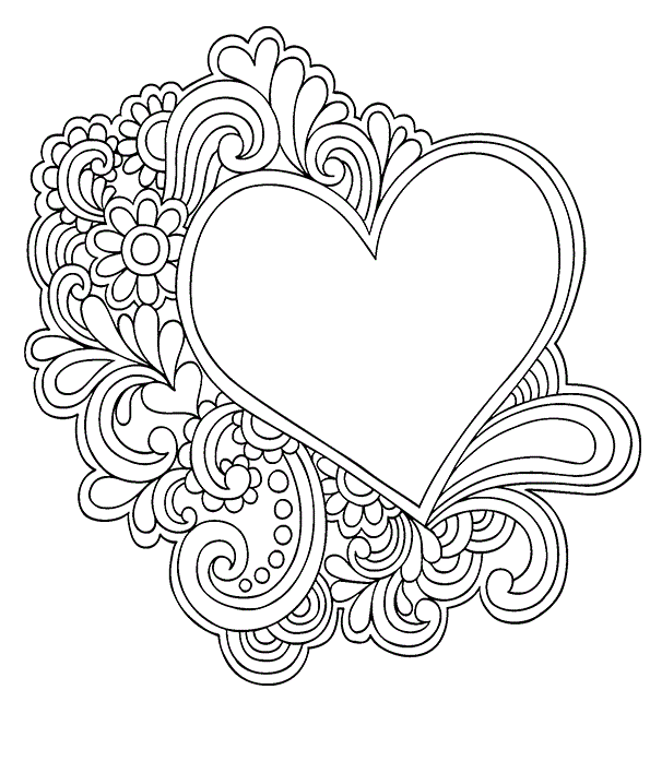 Coloriage Mandala cœur amour simplifié - Coeur à imprimer