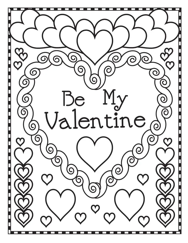 Coloriage Mandala Cœur Soit Ma Valentine - Saint-Valentin à imprimer