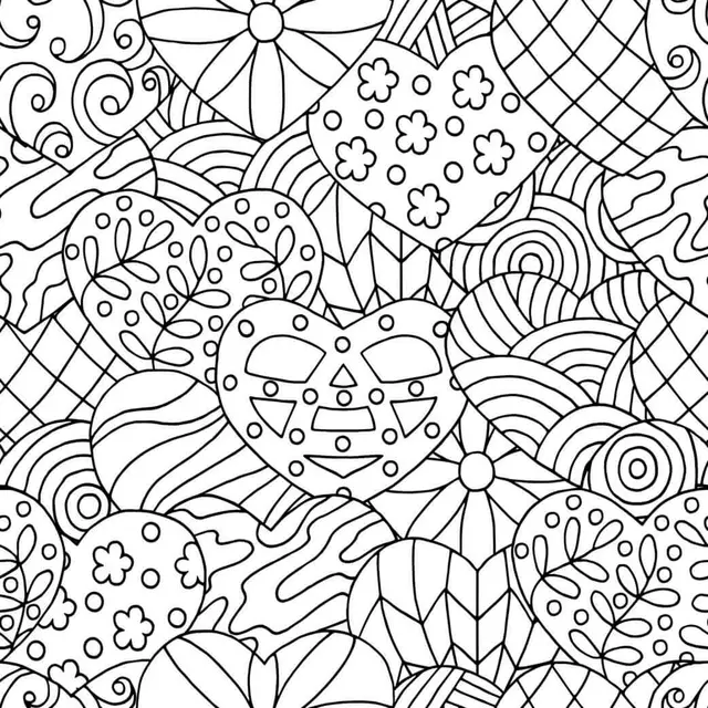 Coloriage Mandala Cœurs Pour Adulte Motifs Antistress - Saint-Valentin à imprimer